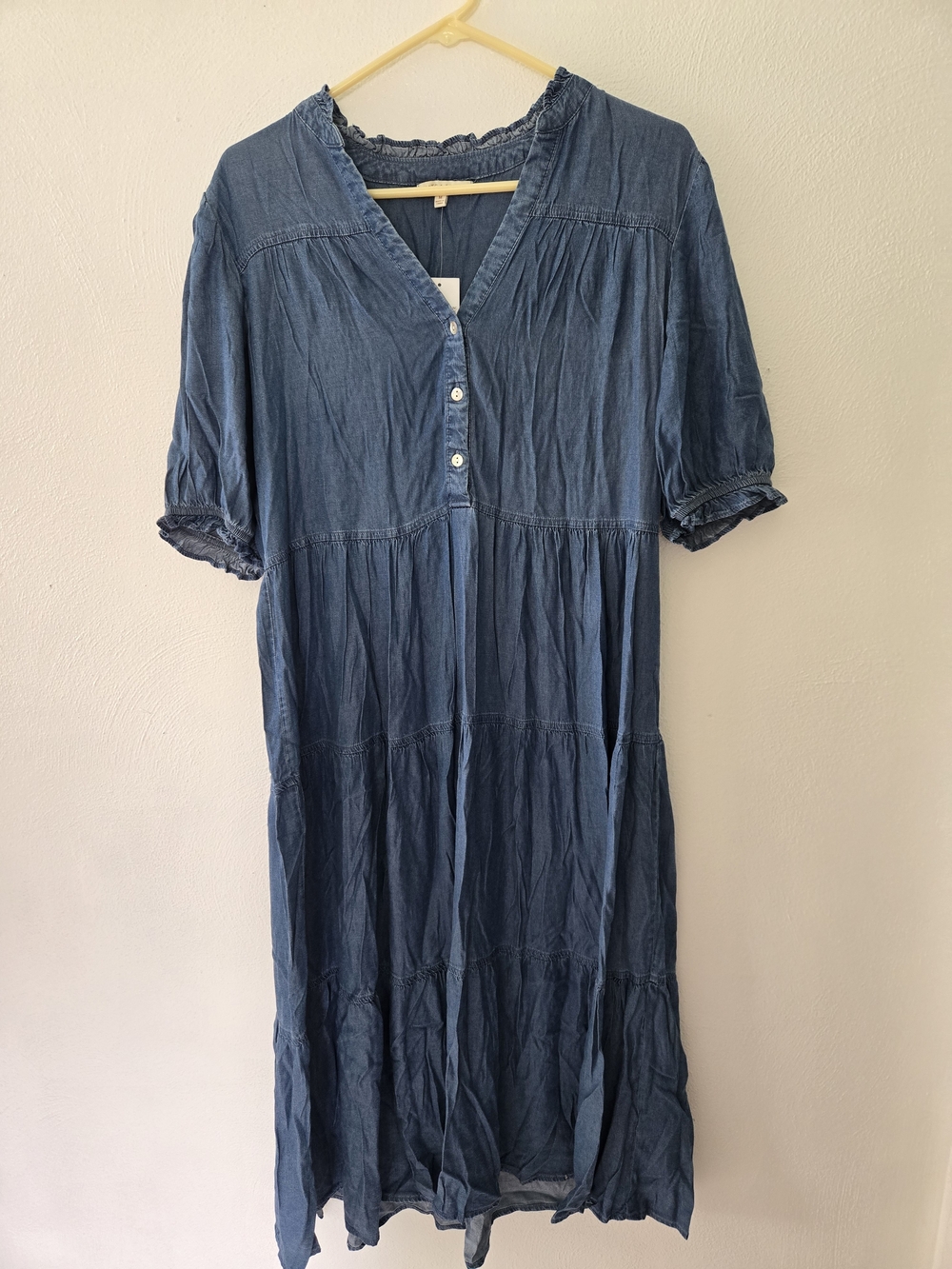 Kate & Sam Relaxed V-Neck Midi Dress in Blue